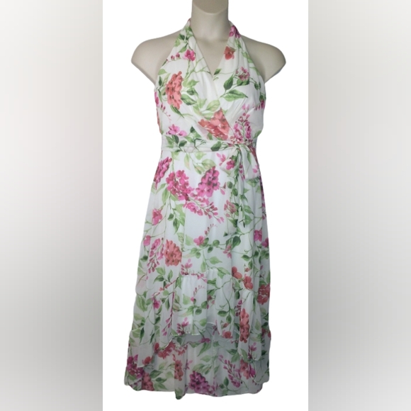 Roz & Ali Dresses & Skirts - (Host Pick)Roz & Ali White And Pink Floral High-Low Dress Size 6